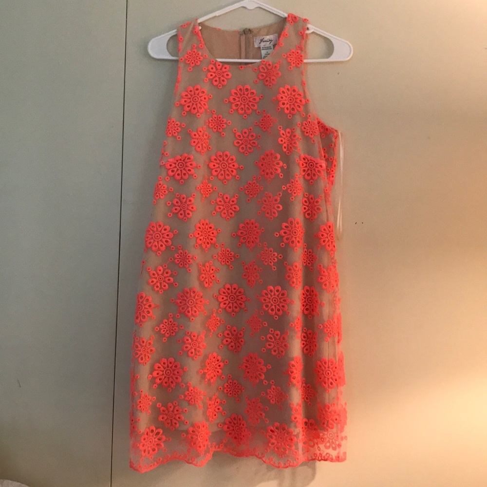 Hot pink patterned dress size four